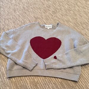 Wildfox Gray Sweater with Red Heart